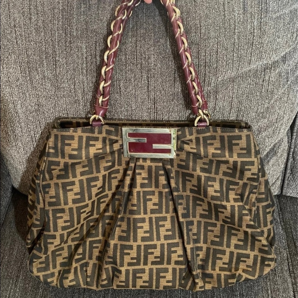 Fendi Large Mia Tobacco Zucca canvas shoulder bag